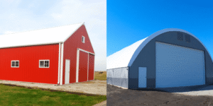 Fabric hoop building on a farm showcasing cost-effective, durable, and versatile storage solutions